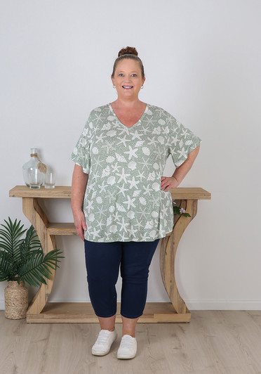 Plus Size Curvaceous Short Sleeve Starfish Top 