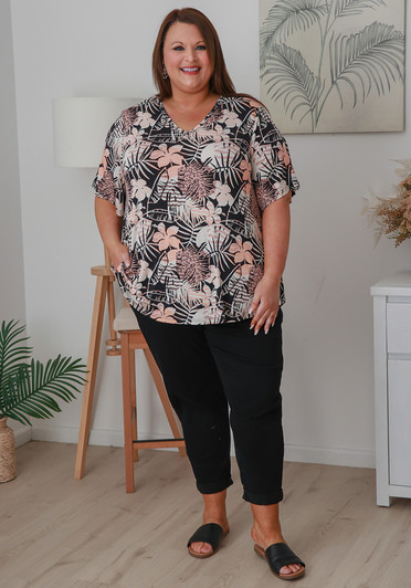 Plus Size Stretch Rayon Tee in Tropic Animal