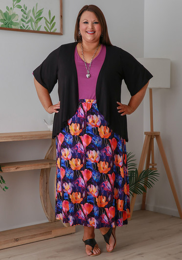 Plus Size Bamboo Stretch Skirt in Dreamy Magnolia