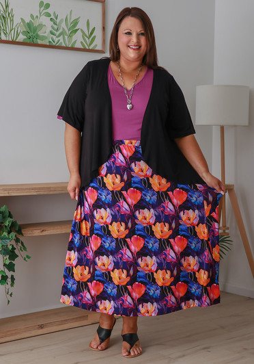 Plus Size Bamboo Stretch Skirt in Dreamy Magnolia