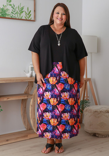 Plus Size Bamboo Stretch Skirt in Dreamy Magnolia