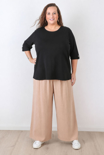 Plus Size Linen Blend Wide Leg Pant 