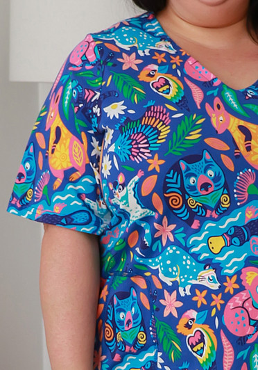 Plus Size Stretch Cotton Dress In Aussie Animal Print