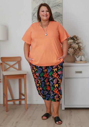 Plus Size Bamboo Crop Ruched Pant In Playful Pattern