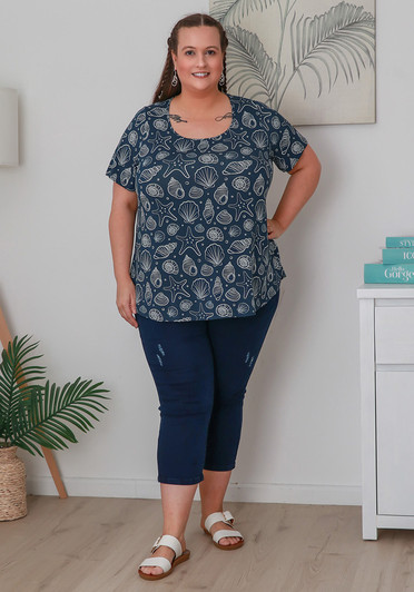 Plus Size Scoop Neck Bamboo Tee in Seashell