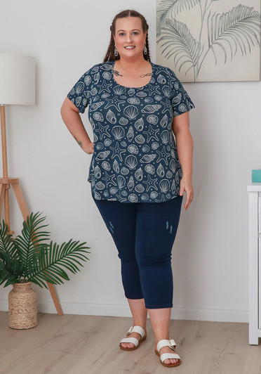 Plus Size Scoop Neck Bamboo Tee in Seashell