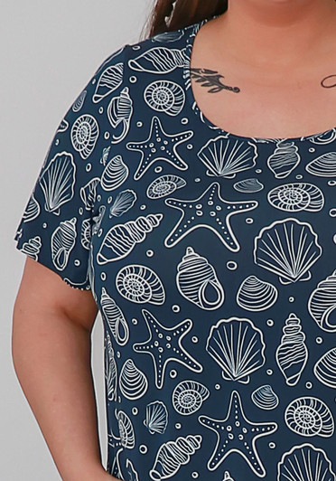 Plus Size Scoop Neck Bamboo Tee in Seashell