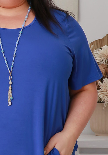Plus Size Scoop Neck Bamboo Tee In Blue