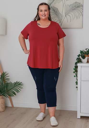 Plus Size Scoop Neck Bamboo Tee in Boysenberry