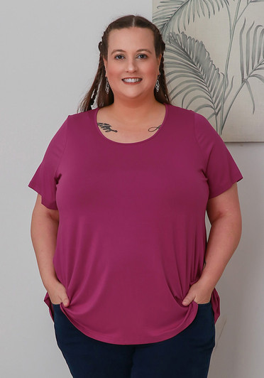 Plus Size Scoop Neck Bamboo Tee in Boysenberry