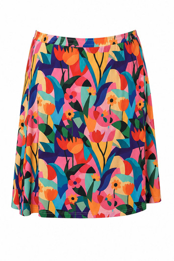 Bamboo Stretch Skirt In Geometric Floral