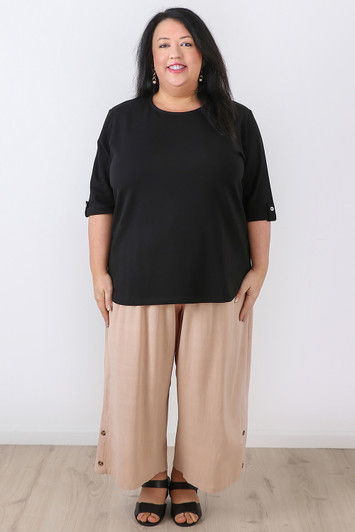 plus size wide leg natural pants 