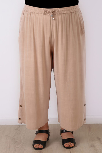 Rayon Linen Blend Crop Wide Leg Pant Natural 