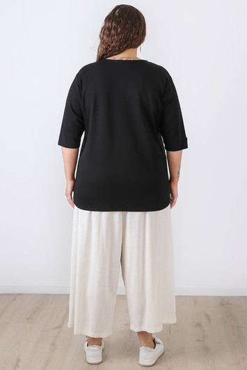 Rayon Linen Blend Crop Wide Leg Pant White 