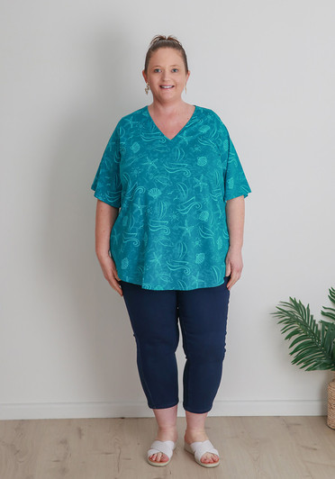 Plus Size Summer Cotton Teal Tee
