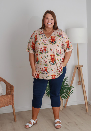Plus Size Curvaceous Lightweight Cotton Cow Tee