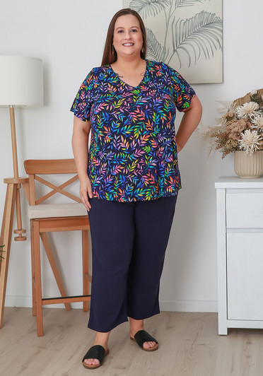 Plus Size Summer Days Navy Pants