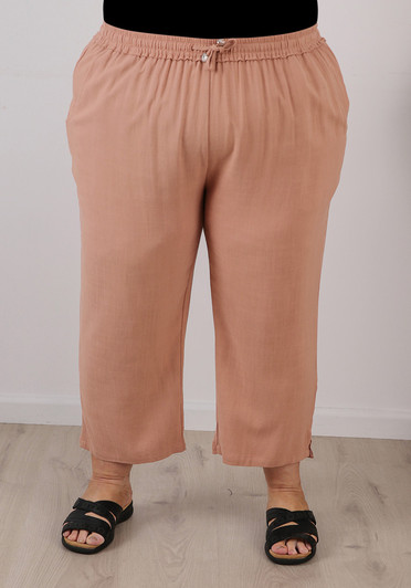 Plus Size Linen Pant In Beige Curvaceous