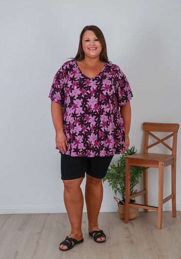 Plus Size Stretch Top in Berry Nice Purple