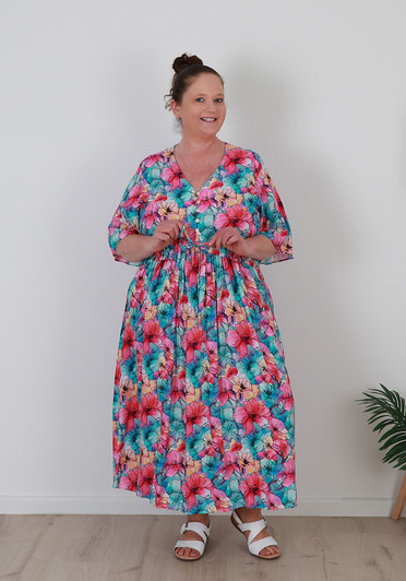 plus size summer floral peak dress 