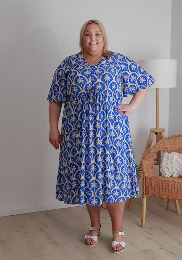 Plus Size Peak Dress With Palm Trees