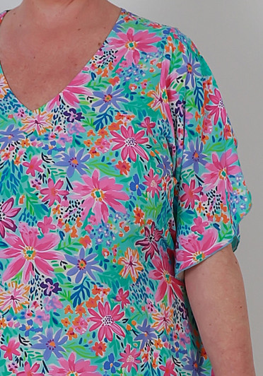 plus size summer floral short sleeve dress 