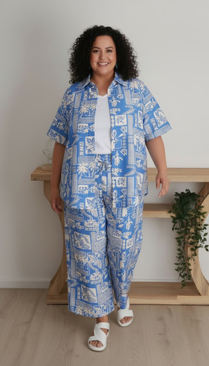 Plus Size blue and white shirt 