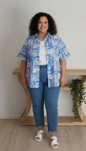 Plus Size blue and white shirt 