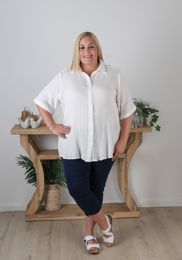Plus Size White Cotton Shirt