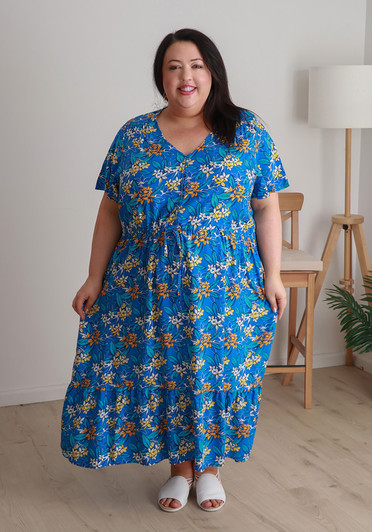 Plus Size Tie Waist Dress In Fabulous Frangipani