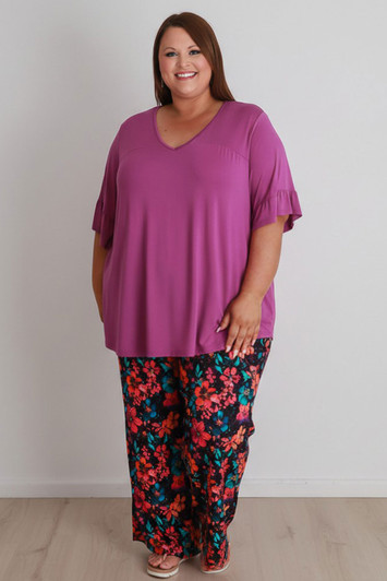 Plus Size Summer Floaty Pant In Floral