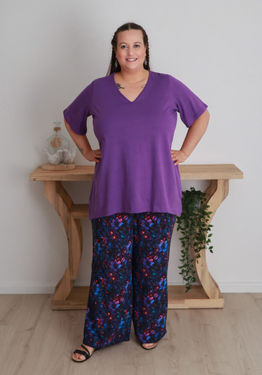 Plus Size Summer Wide Leg Pant In Moonlit Floral