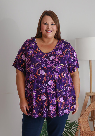 Plus Size Stretch Top In Purple Paradise