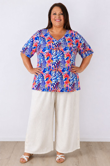 plus size fun zebra short sleeve summer top Curvaceous 