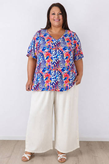 plus size fun zebra short sleeve summer top