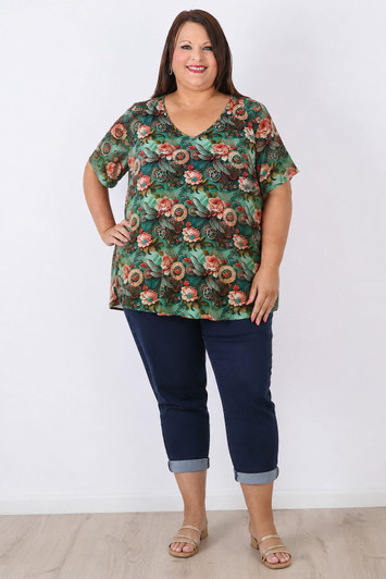 plus size dragonflies roses and cogs top