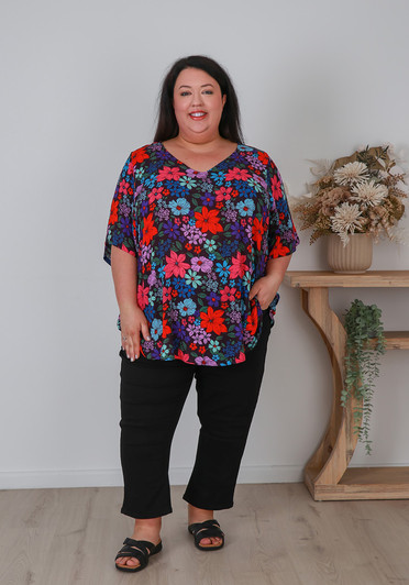 Plus Size Curvaceous Bright Flowers Top