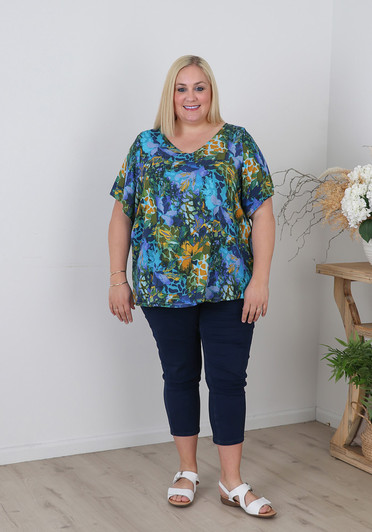 Plus Size  Every Day Textured Top In Abstract Print