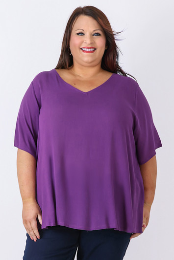 plus size purple short sleeve top Curvaceous