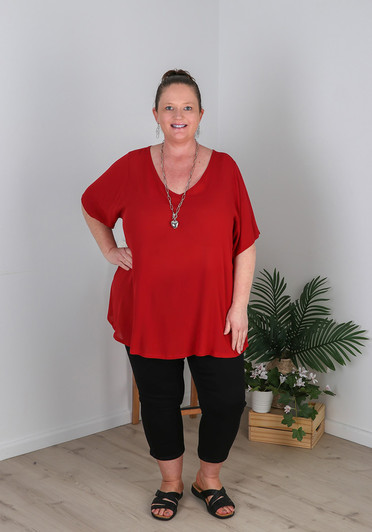 Every Day Textured Top In Red