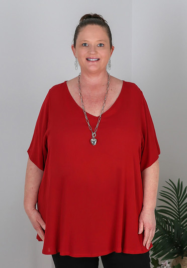 Plus Size Every Day Textured Top In Red