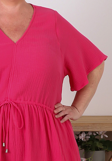 Plus Size Casual Summer Magenta Cotton Dress