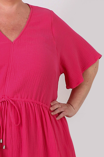 Plus Size Curvaceous Short Dress In Magenta