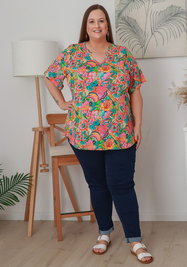 Plus Size Stretch Denim Boyfriend Jeans In Indigo Blue