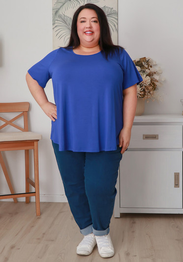 Plus Size Stretch Denim Boyfriend Jeans In Mid Blue