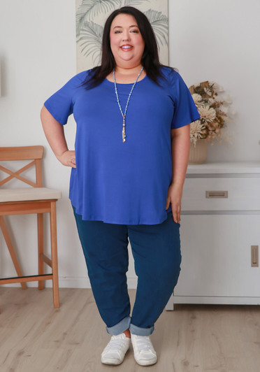 Plus Size Stretch Denim Boyfriend Jeans In Mid Blue