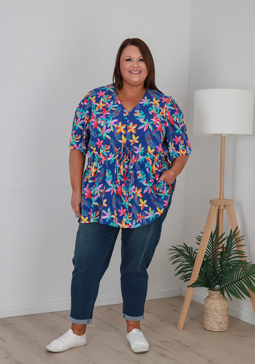 Plus Size Stretch Denim Boyfriend Jeans In Vintage Blue