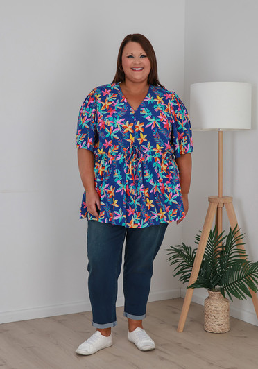 Plus Size Stretch Denim Boyfriend Jeans In Vintage Blue