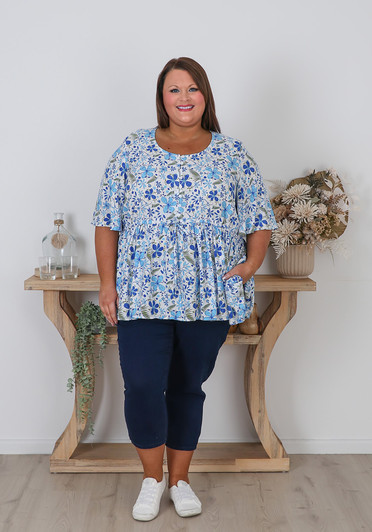 Plus Size Stretch Denim Capri In Indigo Blue Curvaceous