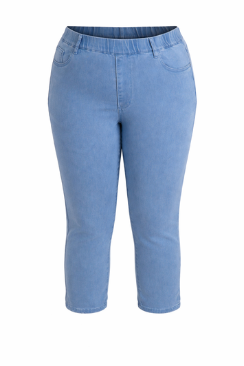 Plus Size Stretch Denim Capri In Light Blue